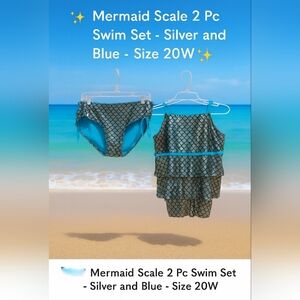 Justice Mermaid Scale 2 Pc Swim Set - Silver and Blue